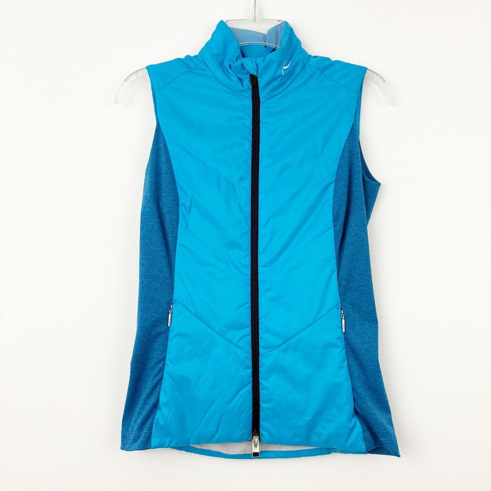 KJUS Radiation Vest Size XS 34 Blue Colorblock‎ Sleeveless Full Zip Golf Active
